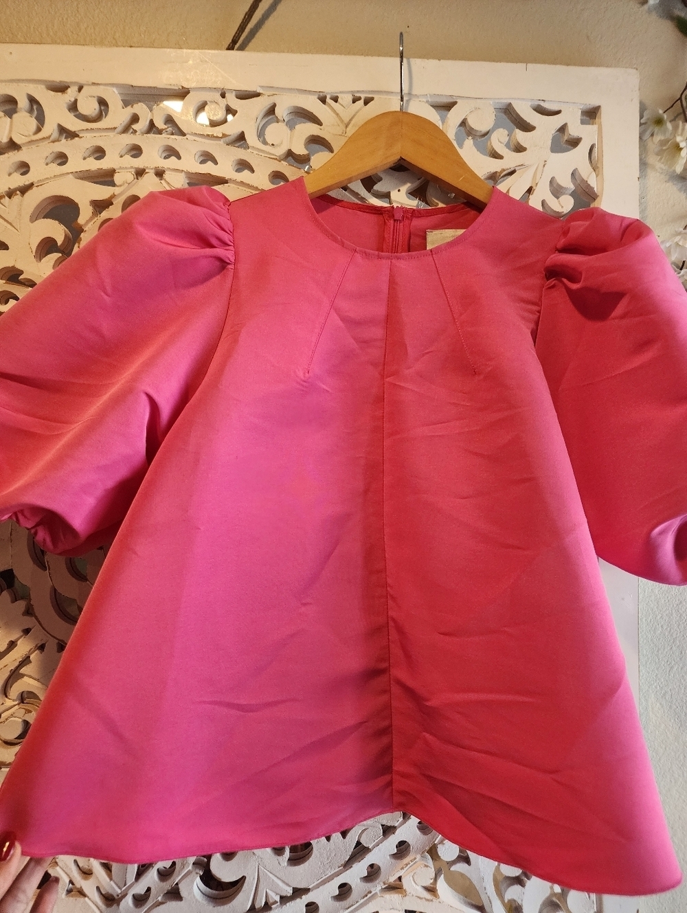 AVN PUFF SLEEVES CREW NECK PINK TOP 38 MADE IN ITALY - Picture 10 of 16